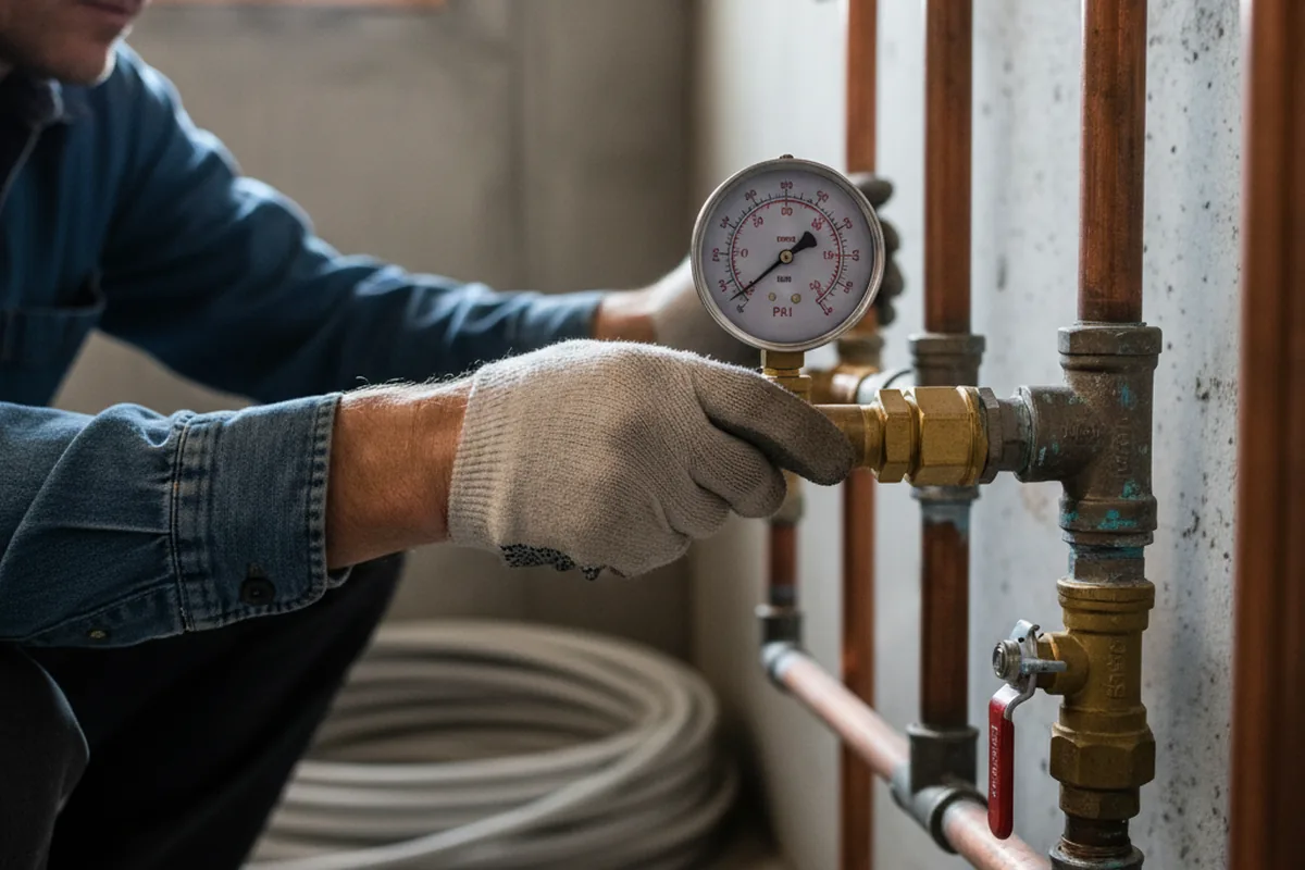 Pressure testing a repaired line during Water Line Repair in Green Valley